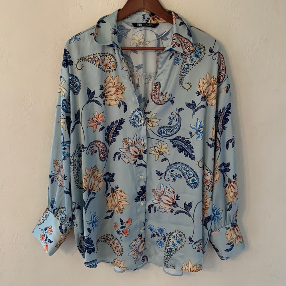 Zara paisley floral blouse size L
